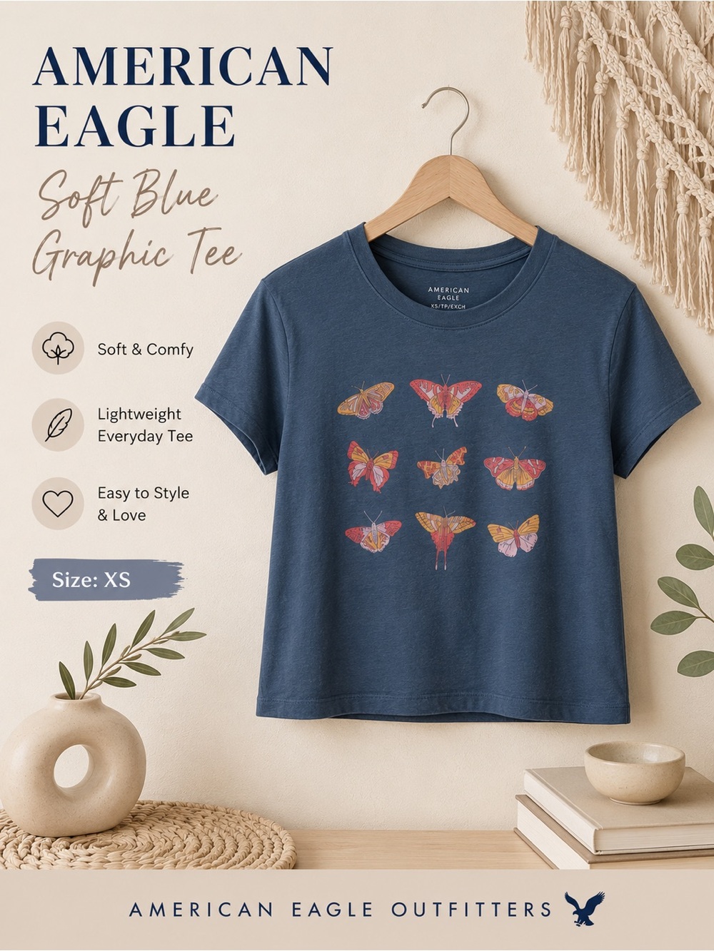 American Eagle Soft Blue Graphic Tee